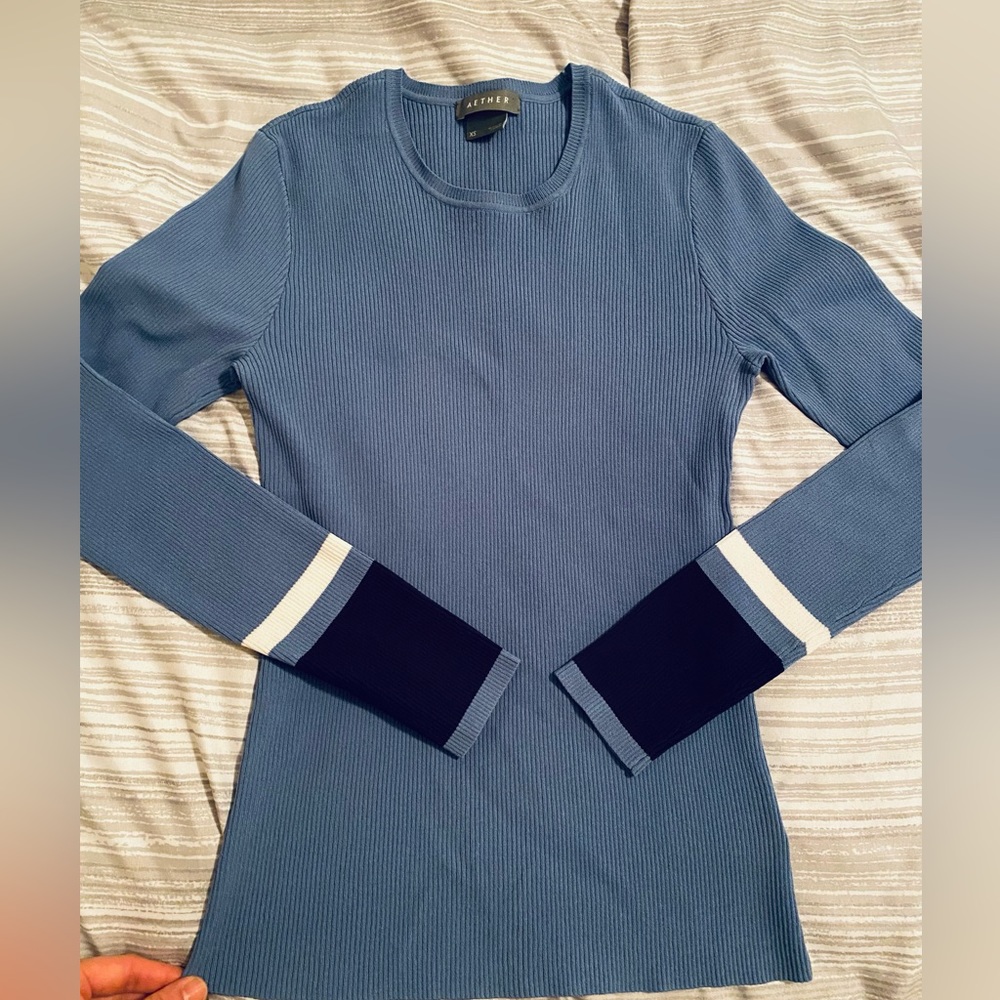Aether knit sweater blue navy xs